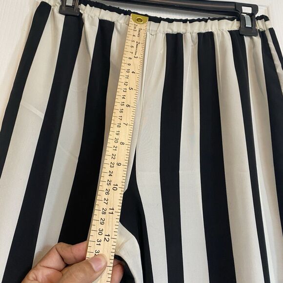 Uno Core Wide Leg Pants Women Size L Beetlejuice Striped Print Sheer Comfy - Picture 6 of 10